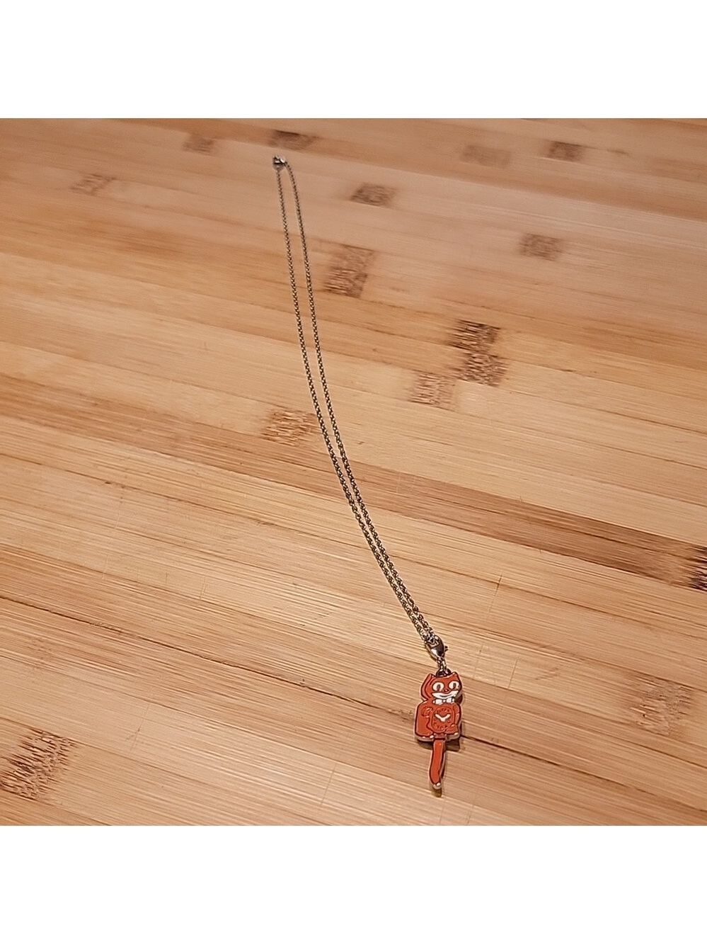 Pumpkin Orange Kit-Cat Klock clock clip on charm necklace - Picture 3 of 4